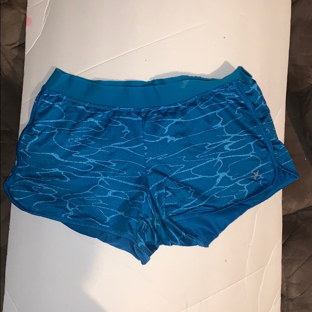 blue running shorts